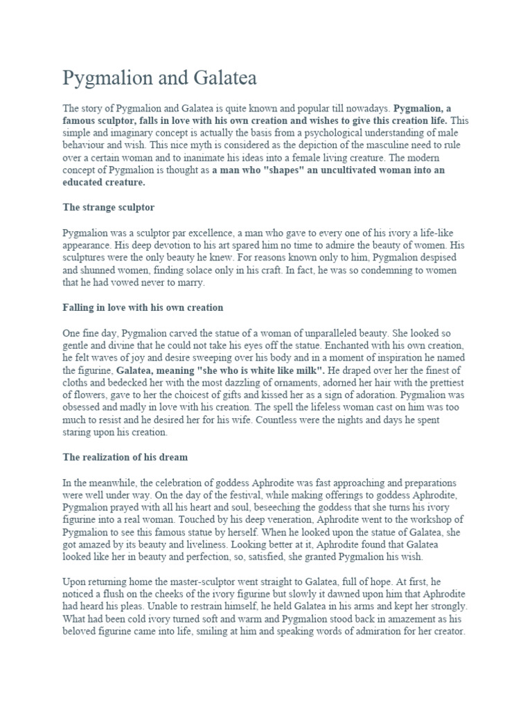 Pygmalion and galatea pdf