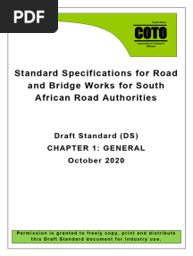 COTO Standard Specifications For Road and Bridge Works For South African Road Authorities Book 1 of 3