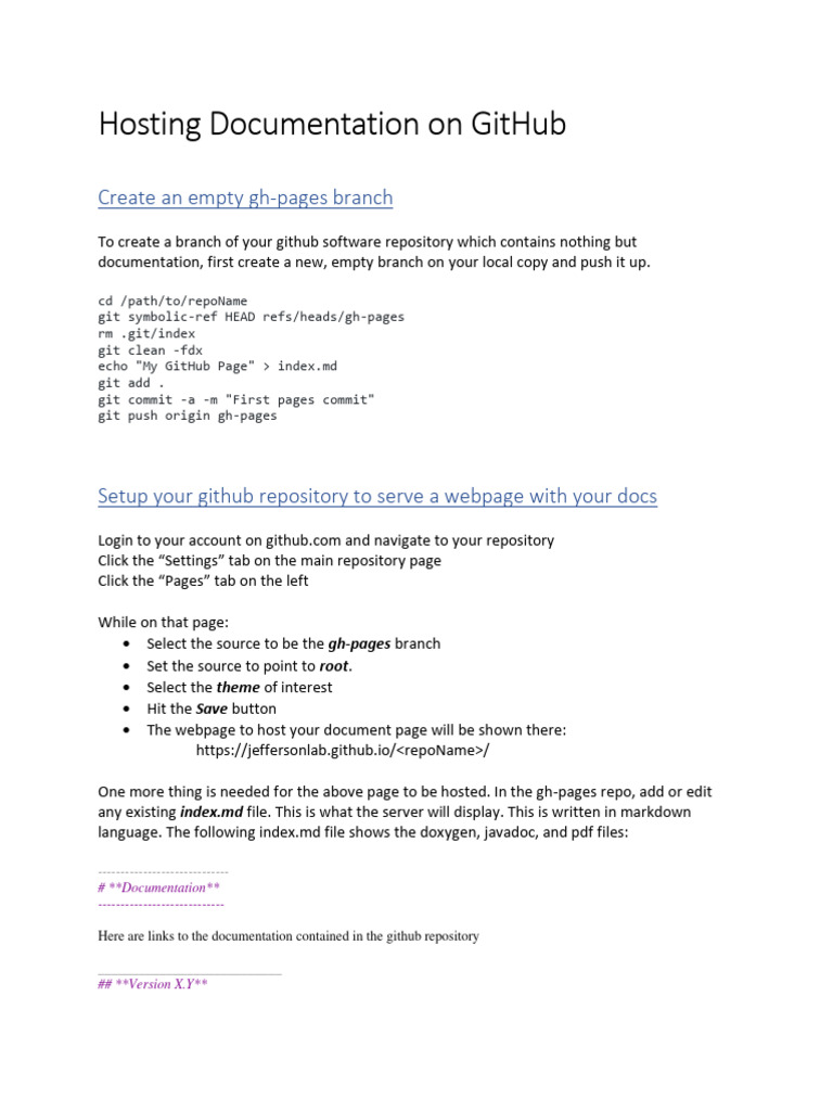 GitHub Pages Documentation Setup | PDF | Computer File | Information ...