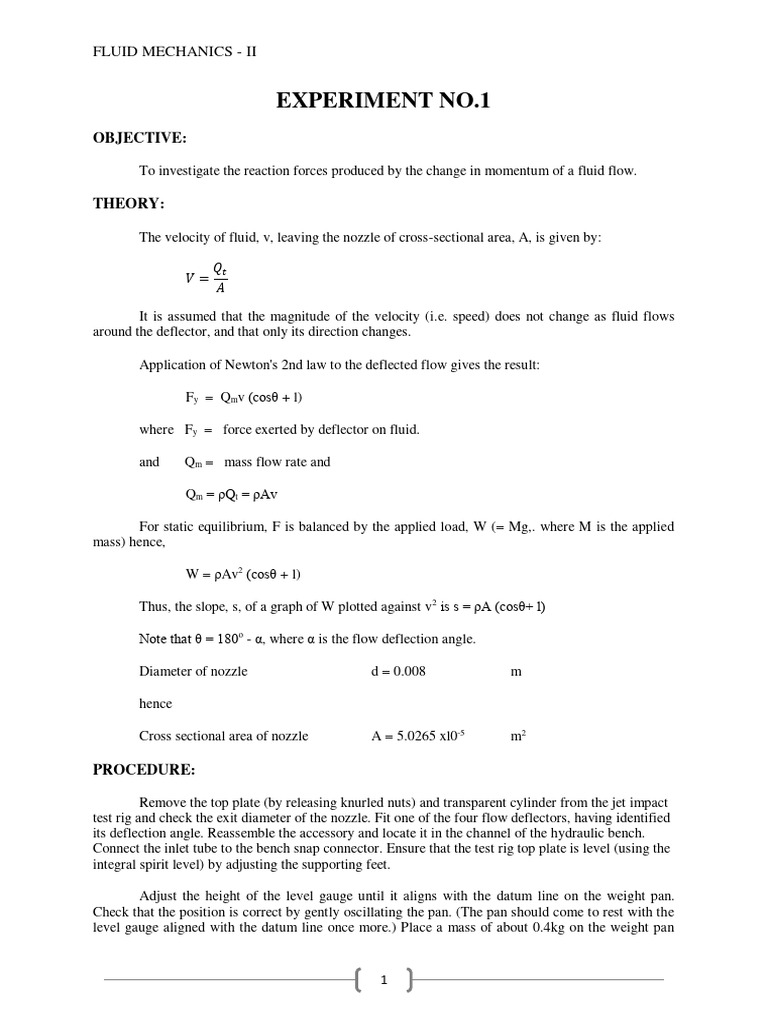 Fluid Mechanics Experiments Guide | PDF | Pump | Vortices