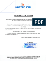 Certificat de Travail Burotop Iris 2
