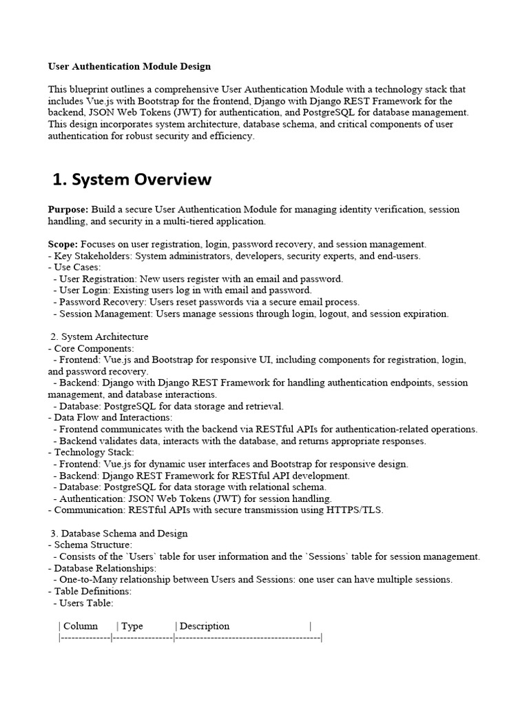 User Authentication Module Design | Download Free PDF | Databases ...