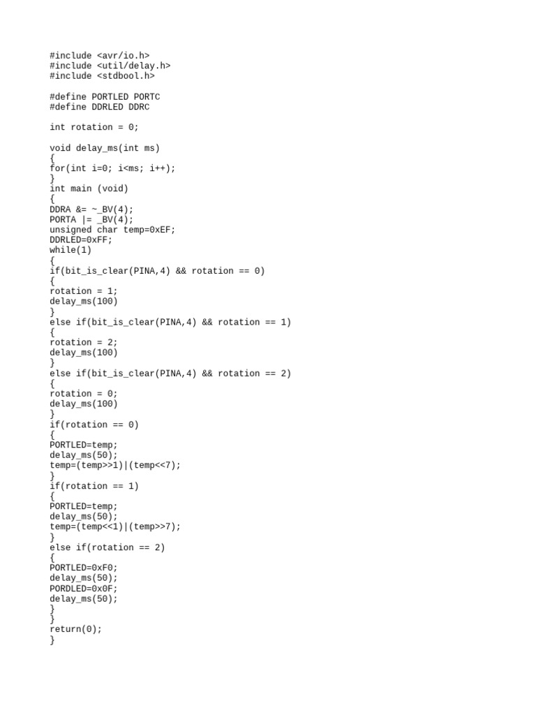 AVR LED Rotation Control Code | PDF | Computers