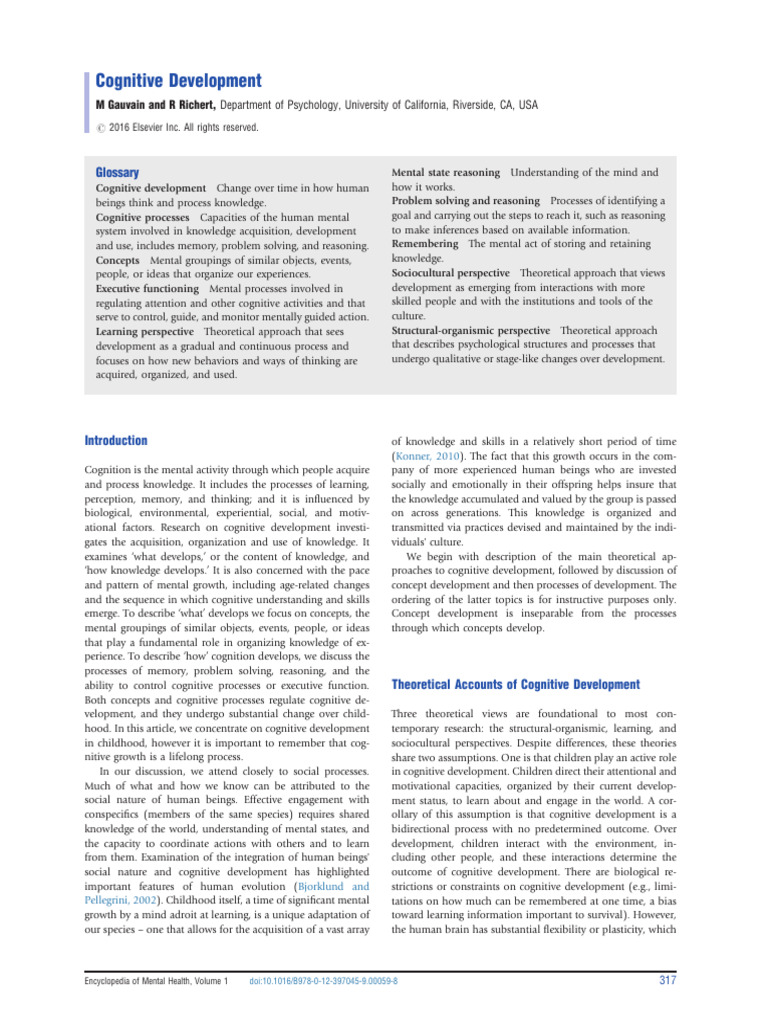 Theories of Cognitive Development | PDF | Cognition | Cognitive Development