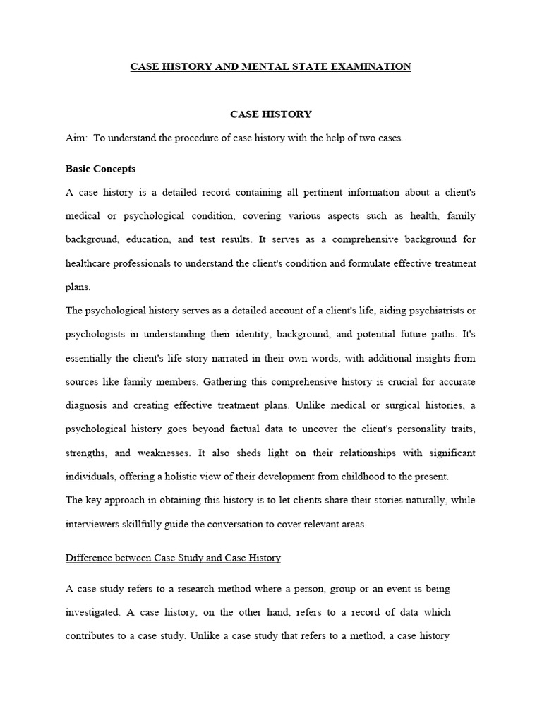 Mental Health Case History Overview | PDF | Mental Disorder | Psychiatry