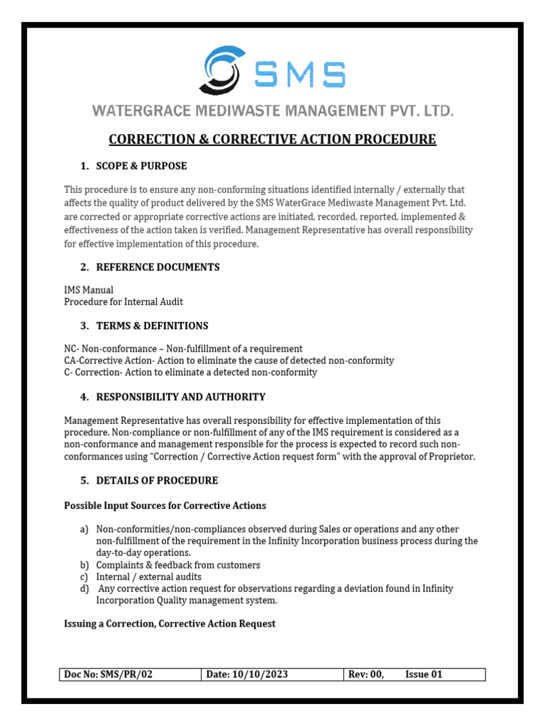 Corrective Action Procedure Guide | PDF | Systems Thinking | Business ...