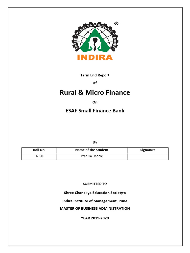ESAF Small Finance Bank Overview | PDF | Transaction Account | Microfinance