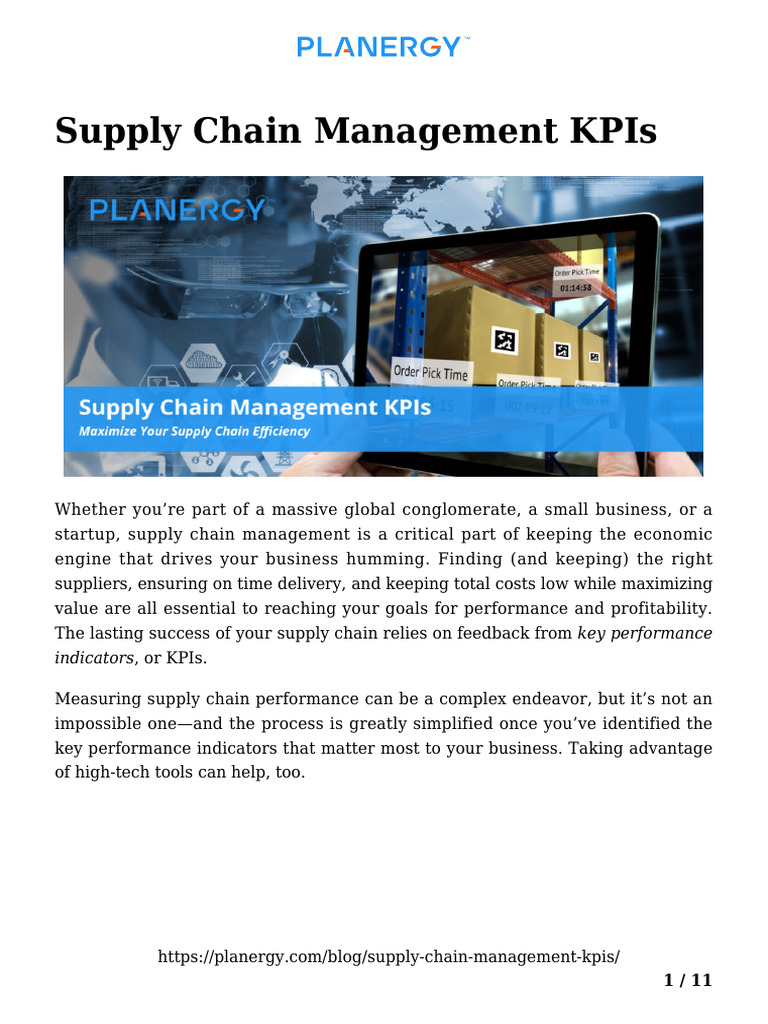 Essential Supply Chain Management KPIs | PDF | Performance Indicator ...