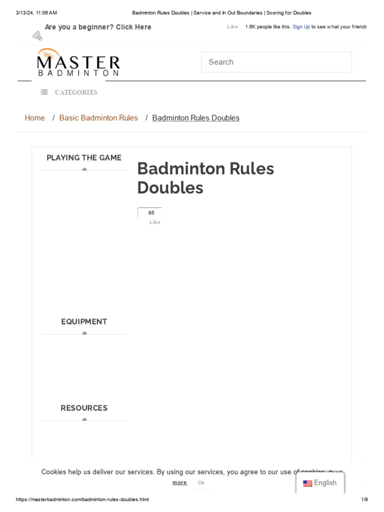 Badminton Rules Doubles Service and in Out Boundaries Scoring For Doubles Download Free