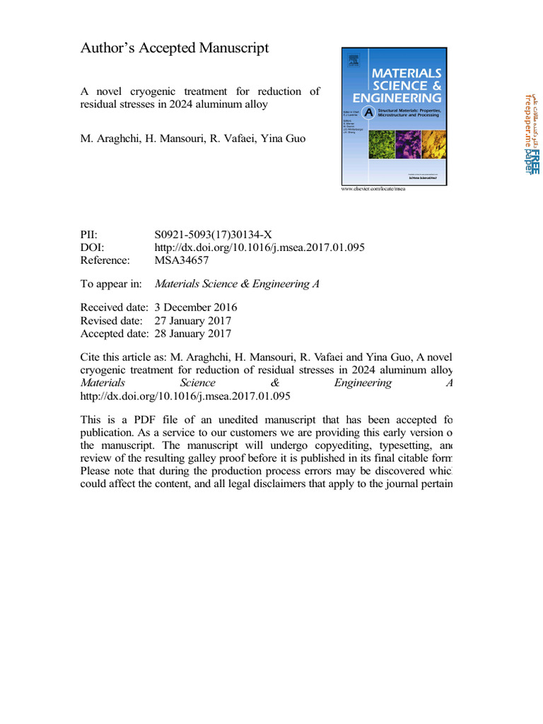 Residual stresses in 2024 aluminum alloy pdf heat treating