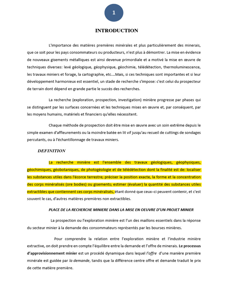 Exploration et Prospection Minière | PDF | Exploitation minière | Géologie