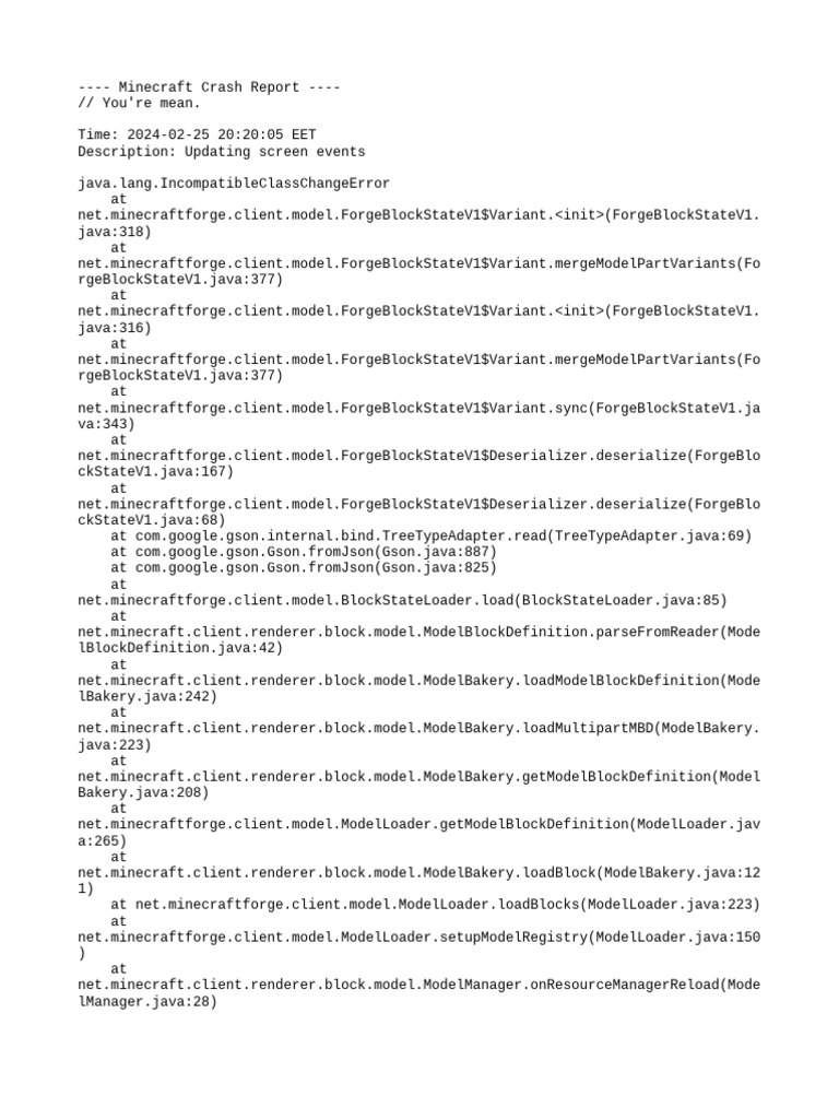 Minecraft 1.12.2 Crash: IncompatibleClassChangeError | PDF | Java ...