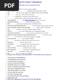 Verb Worksheet For Class 7 Questions