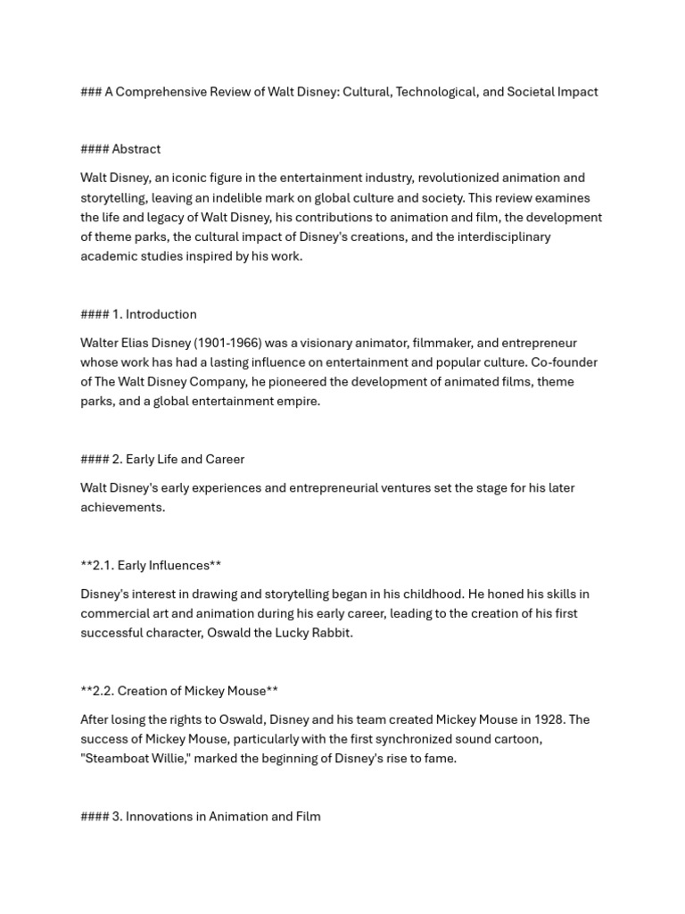 Walt Disney's Cultural and Technological Impact | PDF | The Walt Disney ...