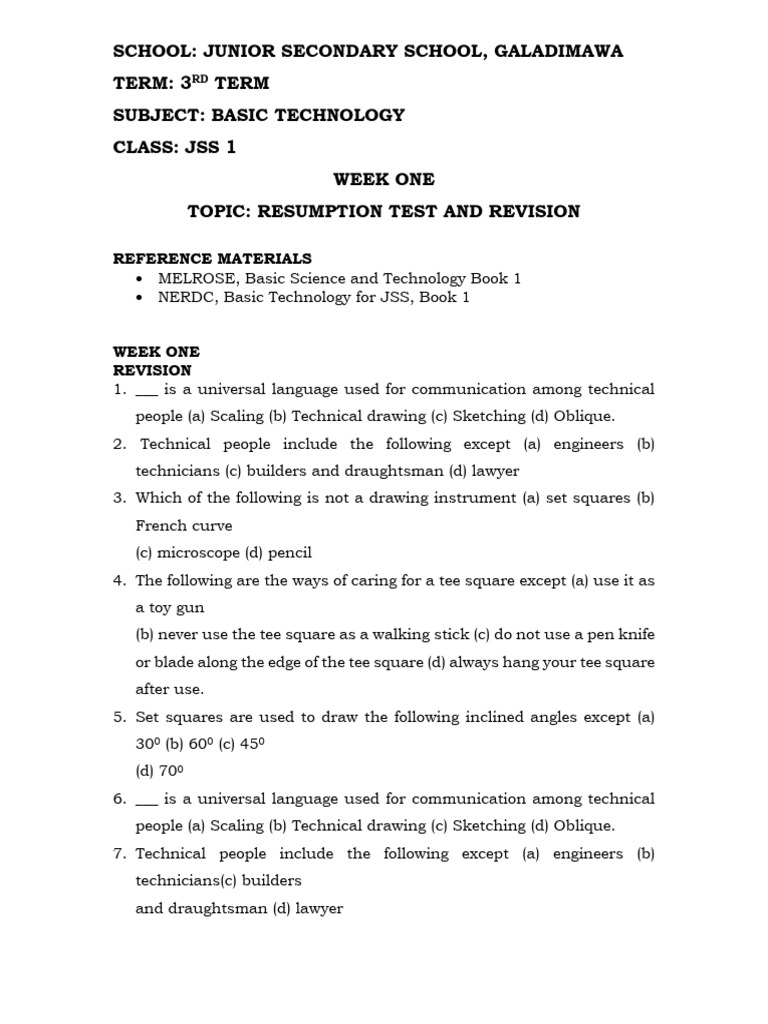 11182_JSS 1 LESSON NOTE WK 1 PDF Technical Drawing Drawing