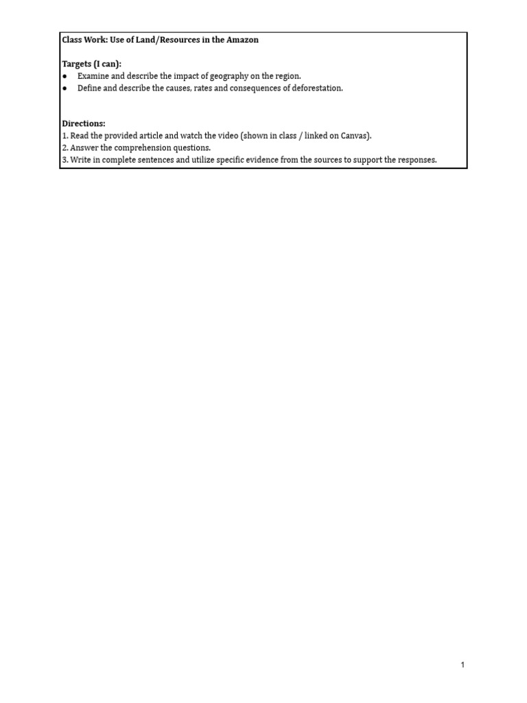 Class+Work +Impact+of+Geography+-+Use+of+Land Resources+in+the+Amazon+ ...