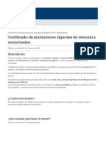 Certificado de Anotaciones Vigentes de Vehículos Motorizados