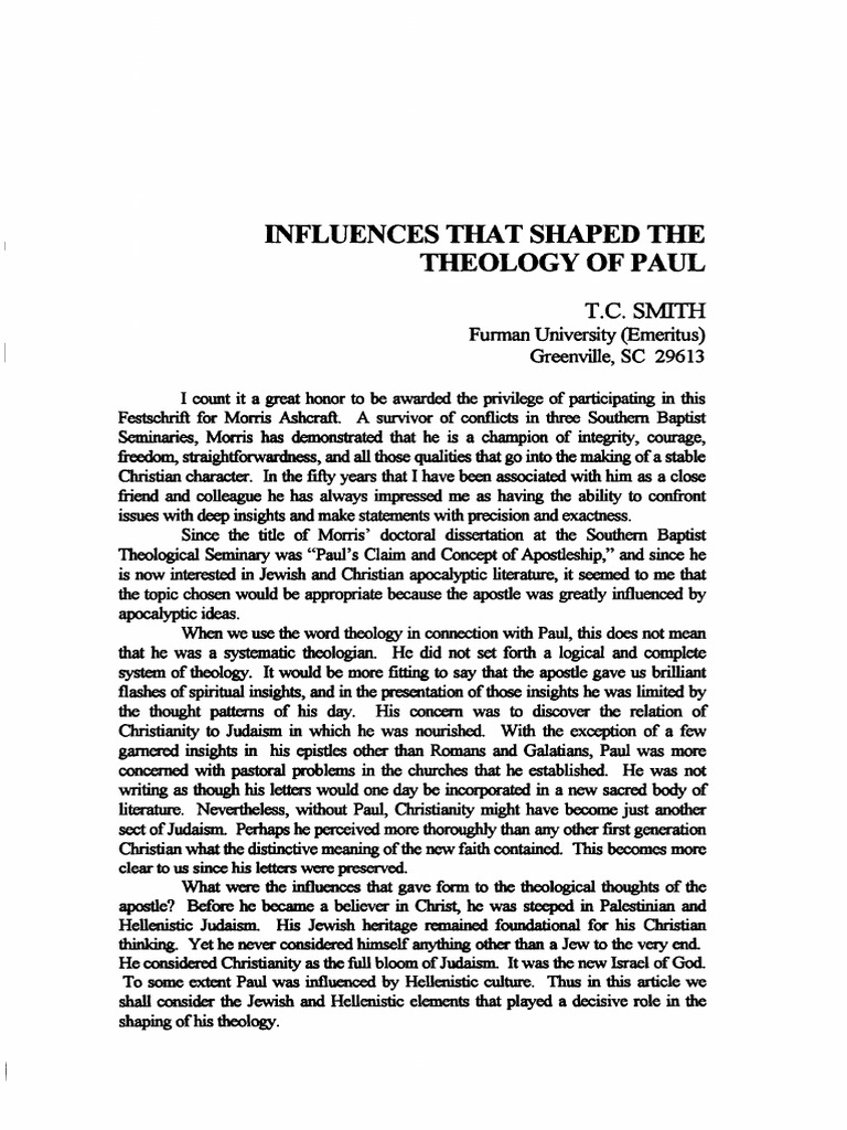 T. C. Smith - Influences That Shaped The Theology of Paul | PDF