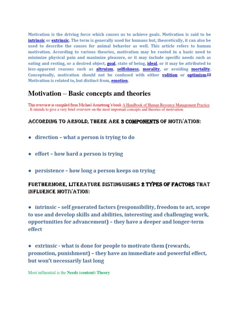 Motivation Is The Driving Force Which Causes Us To Achieve Goals Pdf