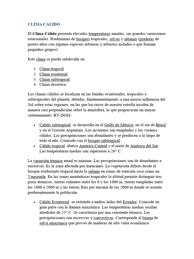 Tipos de Clima Cálido y Templado | PDF | Clima templado | Clima