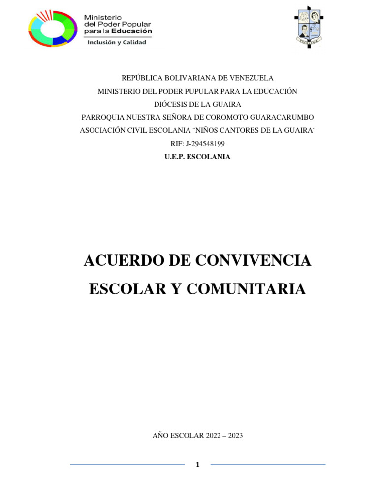 Acuerdos de Convivencia Escolar Escolania 2022 2023 V3 | PDF | Maestros ...