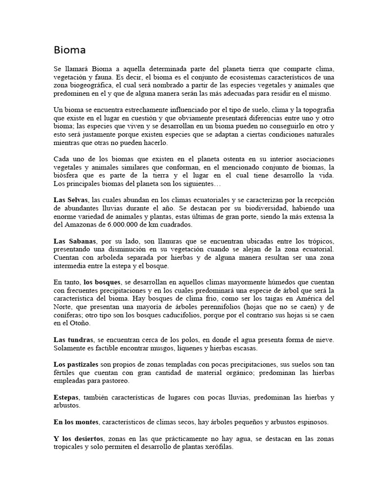 Tipos de Biomas y sus Características | PDF | Los bosques | Clima