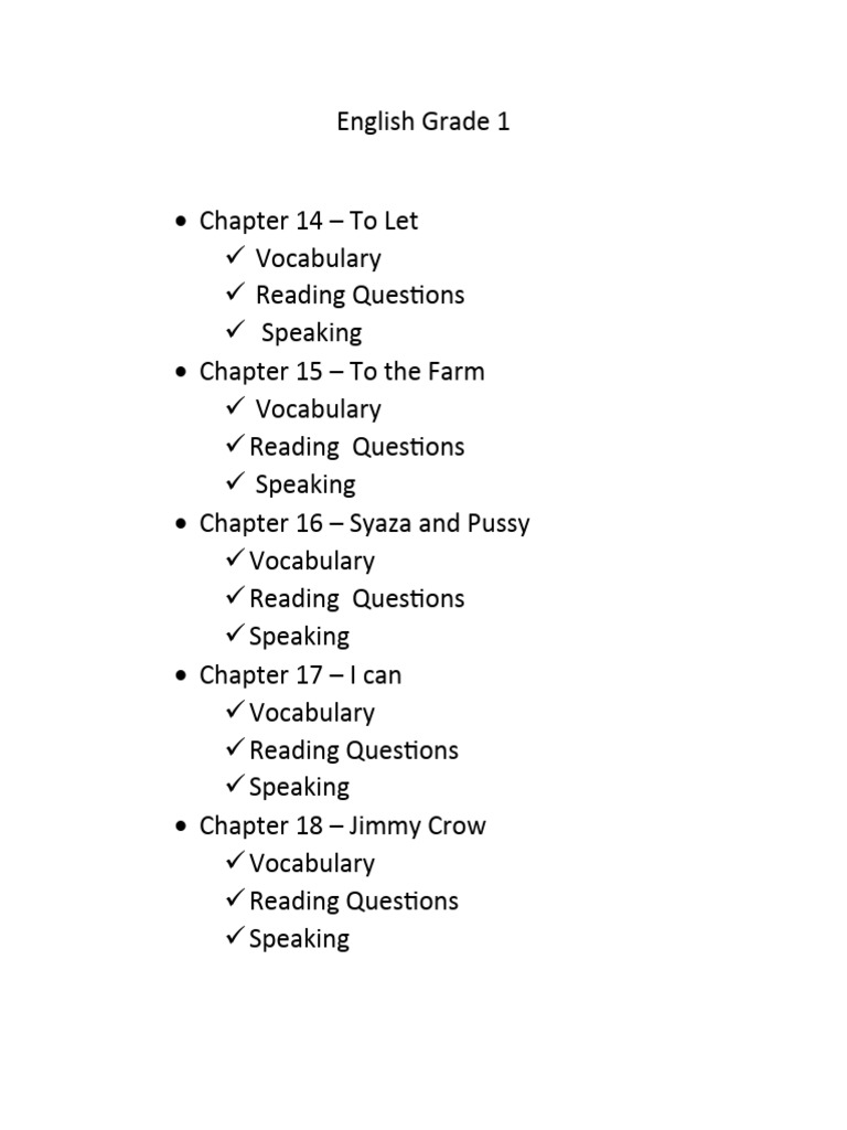 English Grade 1 PDF