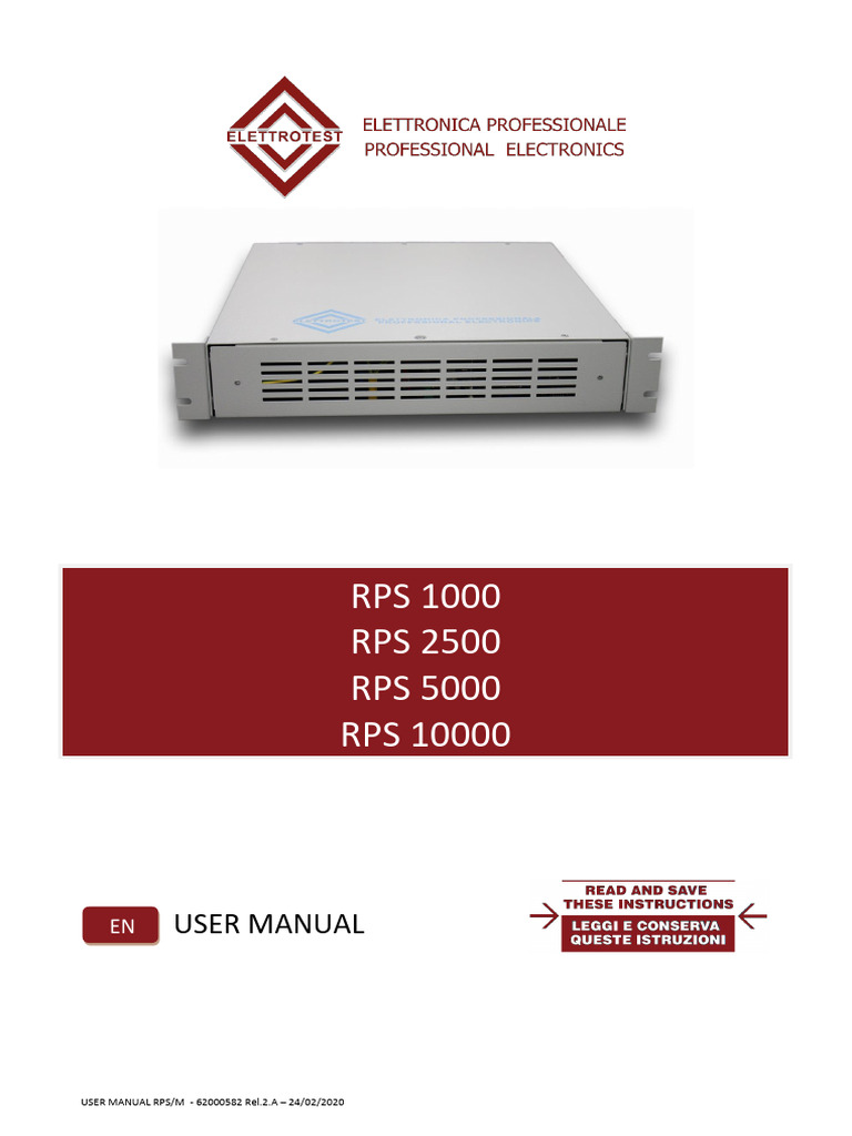 RPS 1000 RPS 2500 RPS 5000 RPS 10000 User Manual PDF Power Supply