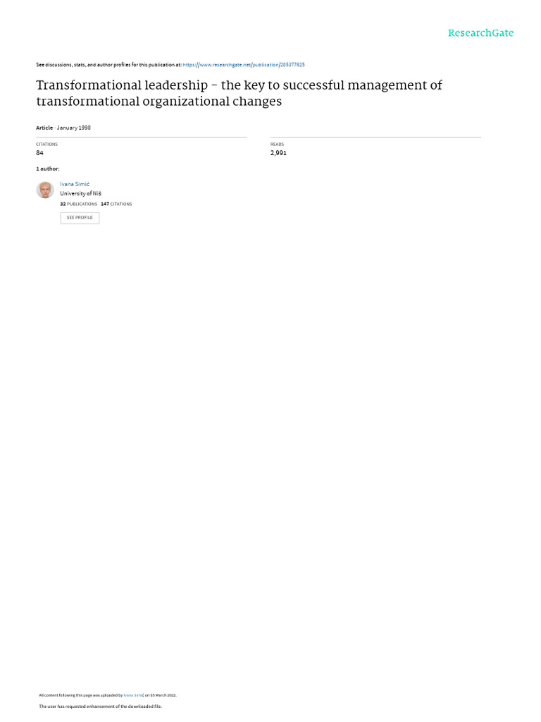 Transformational Leadership Insights | PDF | Leadership ...