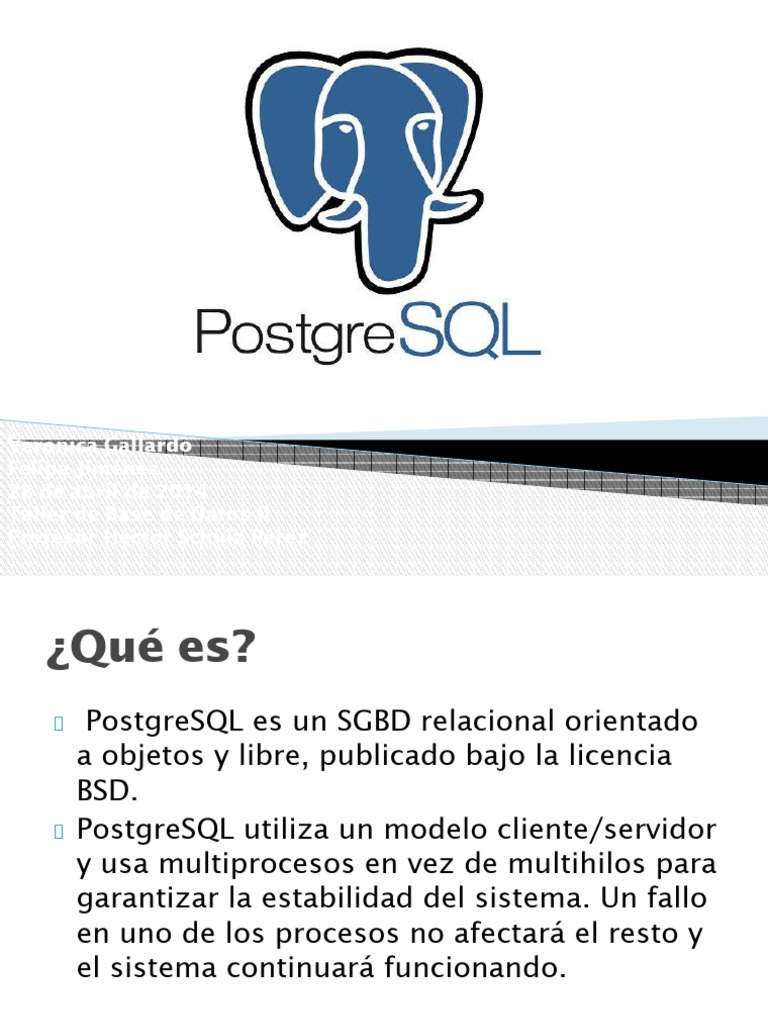 Introducción a PostgreSQL y su Historia | PDF | Postgre Sql | Bases de ...