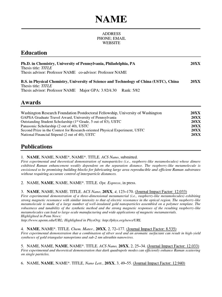 CV Chemistry Sample | PDF | Nanoparticle | Raman Spectroscopy
