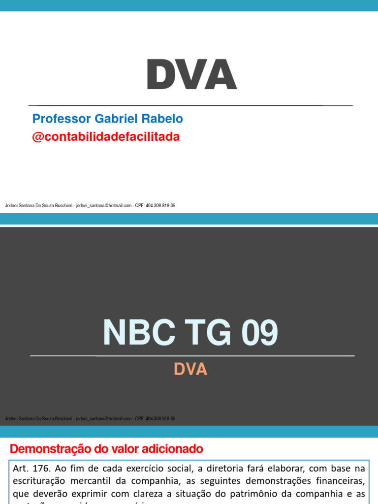 Demonstração do Valor Adicionado (DVA) | PDF | Contabilidade | Salário