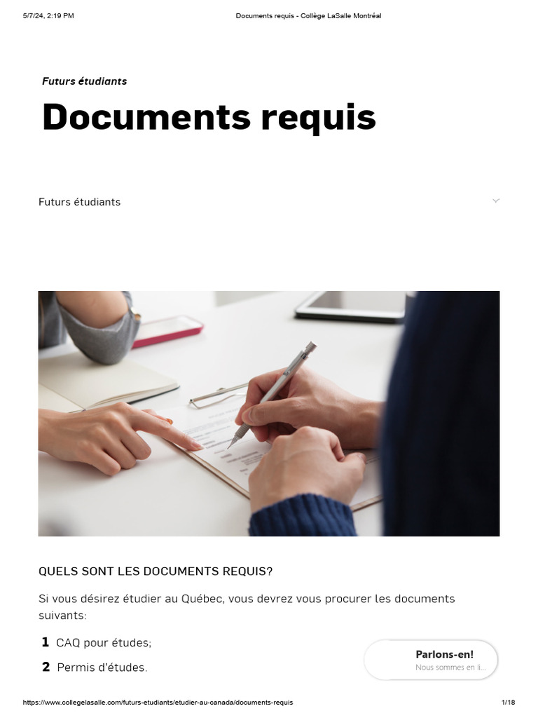 Documents requis pour Collège LaSalle | PDF | Évolution de carrière