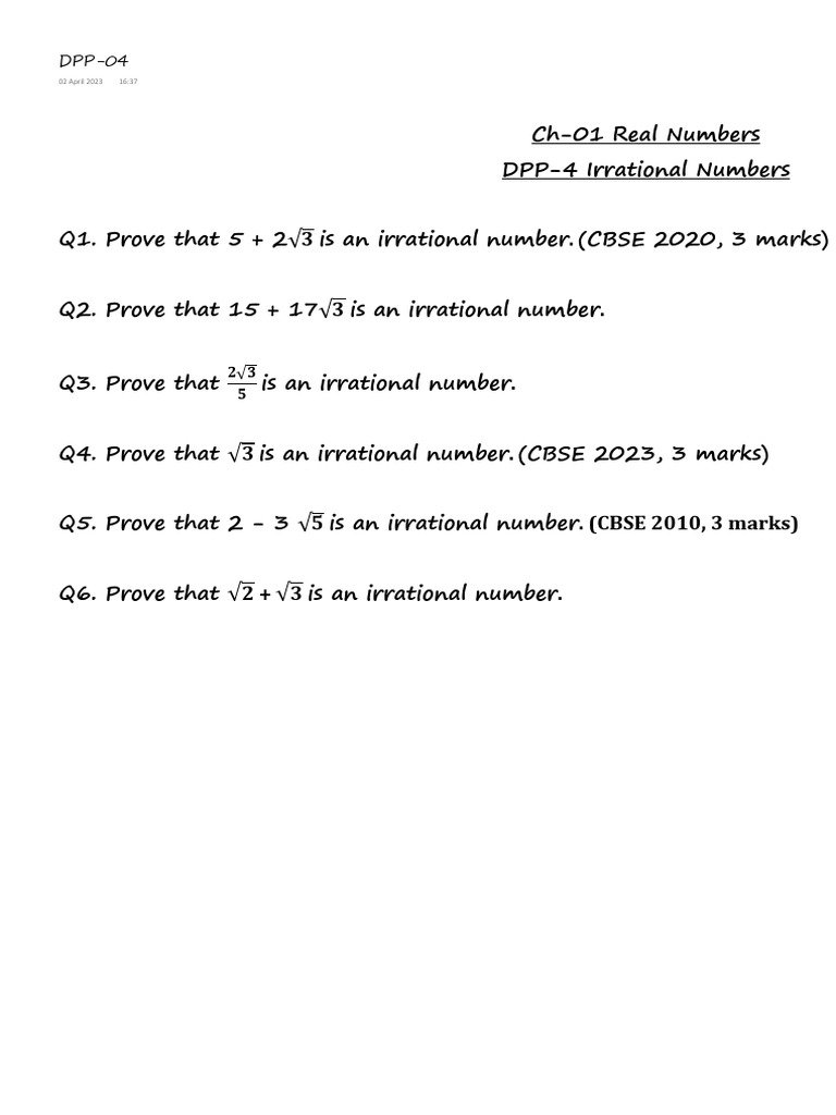 Proving Irrational Numbers in Math | PDF | Career & Growth | Wellness