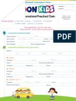 Pre School Admission Form Template