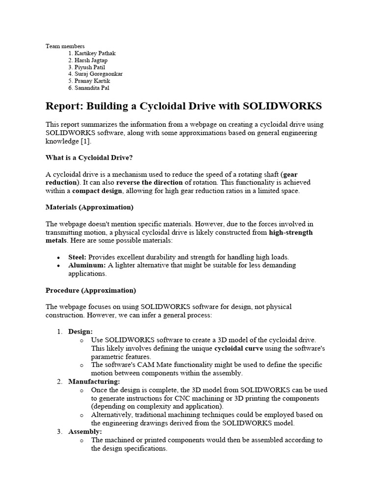 Cycloidal Gear Report | Download Free PDF | Machining | Gear