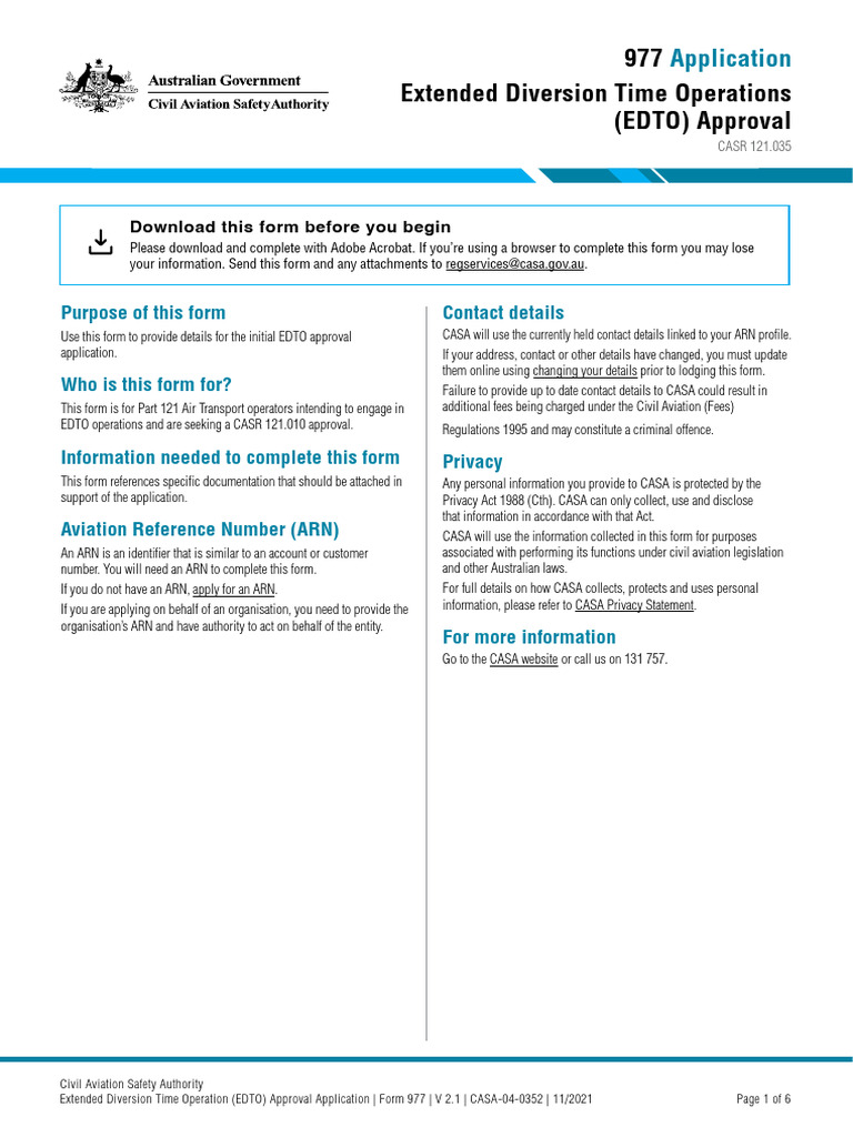 EDTO Approval Application Form | PDF | Aviation