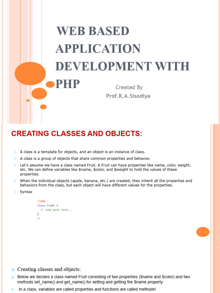 PHP Object-Oriented Programming Guide | PDF | Class (Computer ...