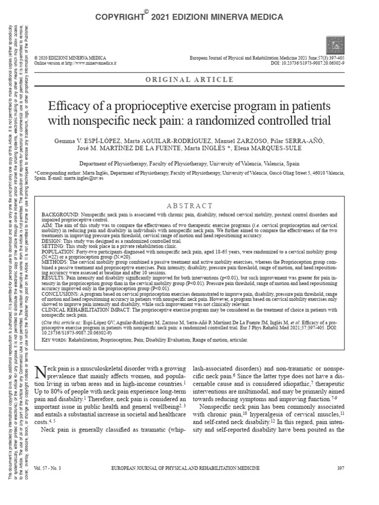 Efficacy of A Proprioceptive Exercise Program in Patients With ...