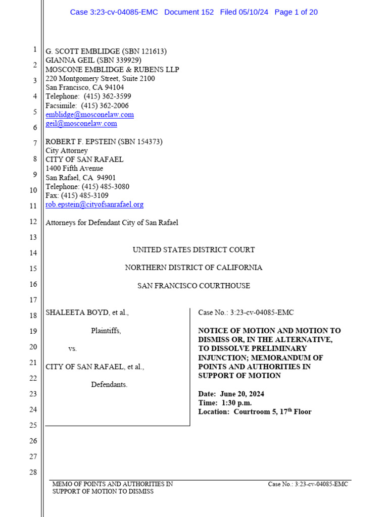 Motion to Dismiss Case 3:23-cv-04085-EMC | PDF | Complaint | Lawsuit