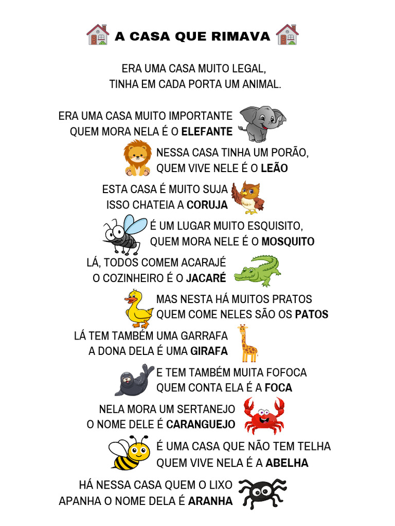 Atividades com o Poema 