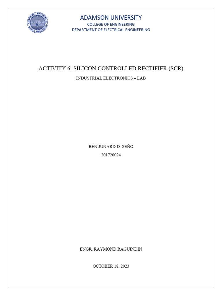 SCR I-V Curve Experiment Analysis | PDF | Science & Mathematics