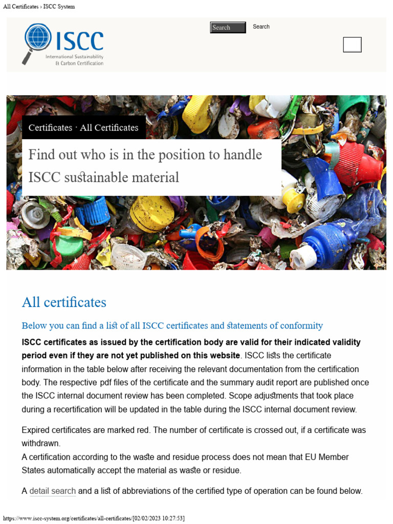 ISCC Certificate Database Overview | PDF | Biofuel
