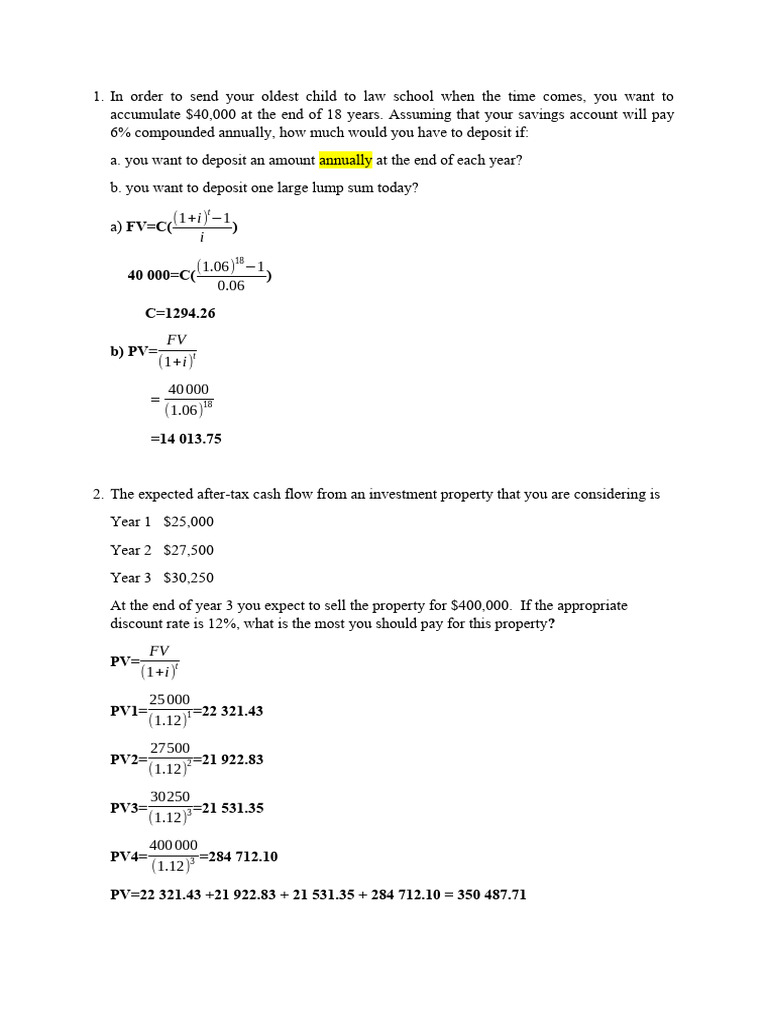 Financial Planning for Future Investments | PDF | Present Value | Interest