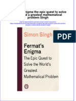 (Download PDF) Fermat S Enigma The Epic Quest To Solve The World S Greatest Mathematical Problem Singh Online Ebook All Chapter PDF