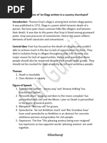 Critical Appreciation of Gray's Elegy
