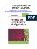 (Download PDF) Fibonacci and Lucas Numbers With Applications Pure and Applied Mathematics Vol 2 Thomas Koshy Online Ebook All Chapter PDF