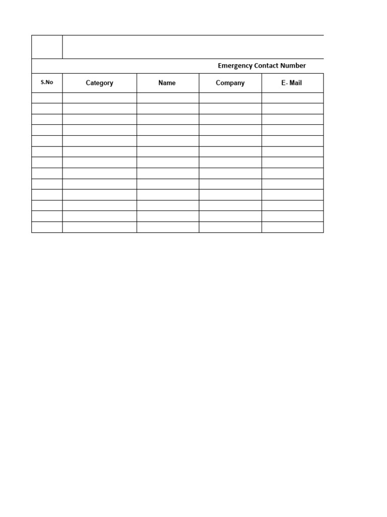 Emergency Contact Number Pdf