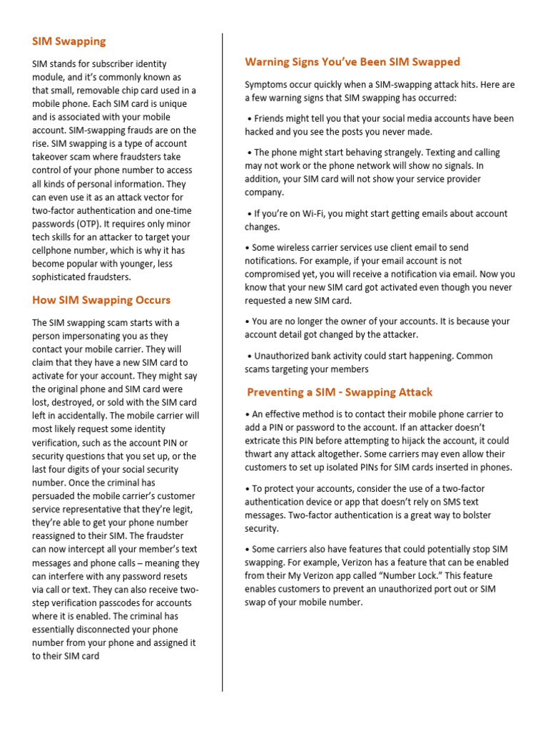 Understanding SIM Swapping Risks | PDF | Authentication | Crime Prevention