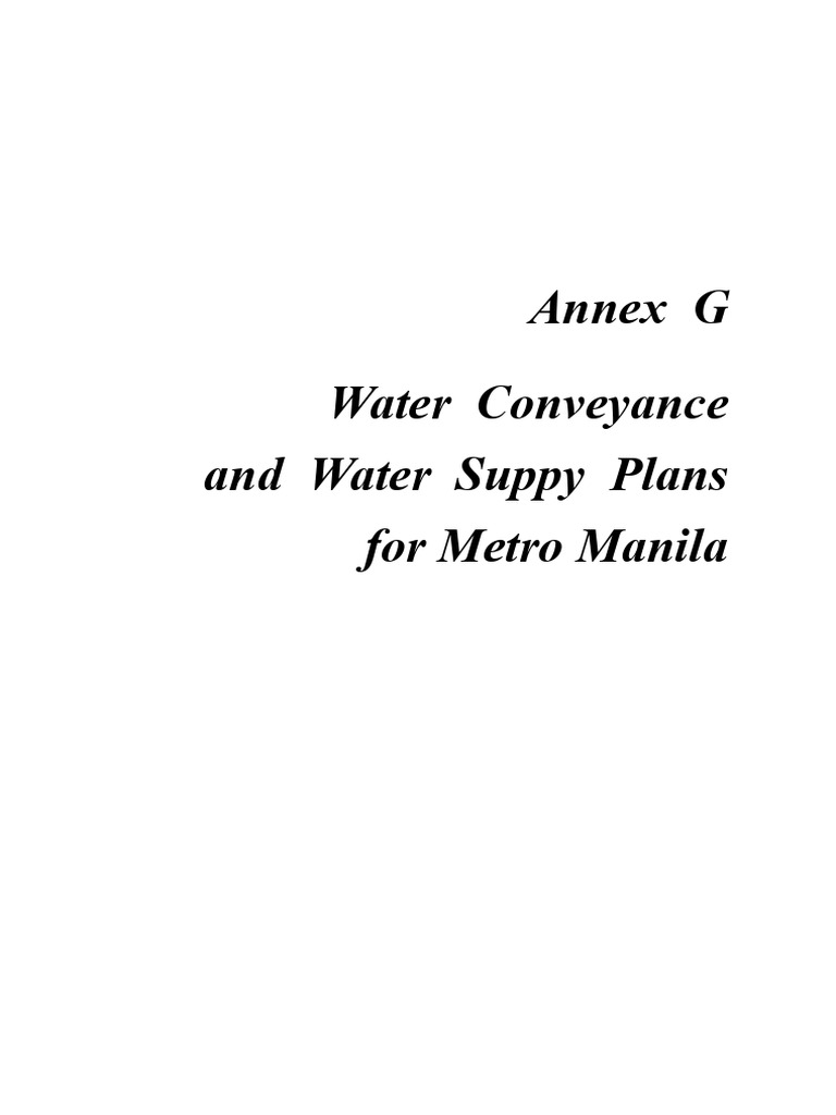 Annex G Water Conveyance and Water Suppy Plans For Metro Manila PDF
